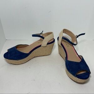 Splendid blue suede leather wedge espadrilles 9.5